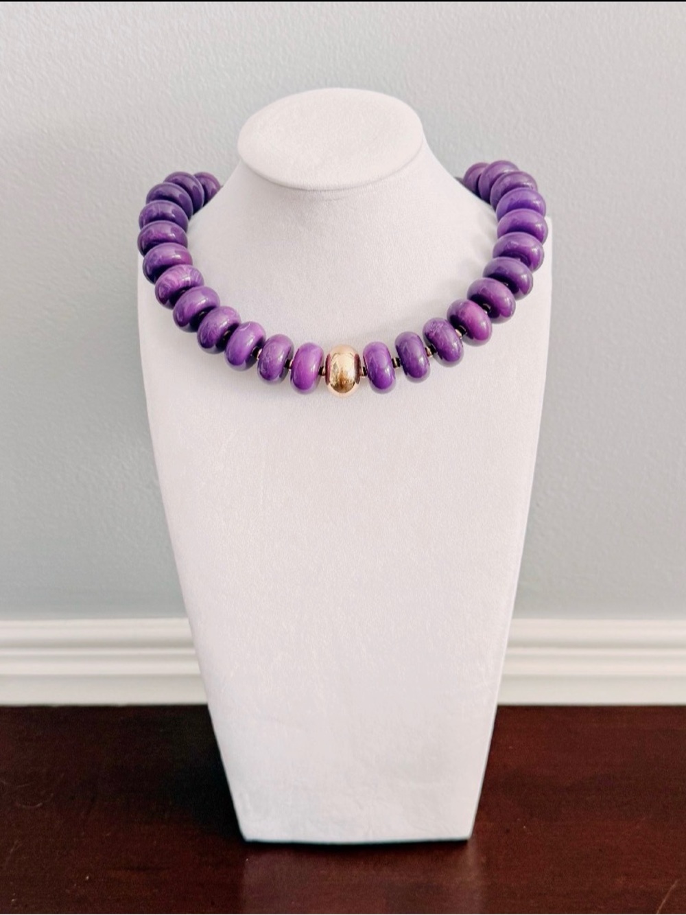 Purple Beaded Necklace with Gold Accent, Gameday, football game, East Carolina